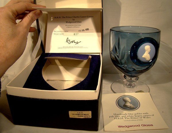 WEDGWOOD PRINCE CHARLES CAMEO GOBLET in BOX #837
