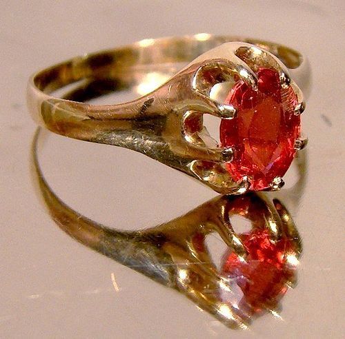 Victorian 10K RHODOLITE GARNET ROSE GOLD RING c1890 - Size 6