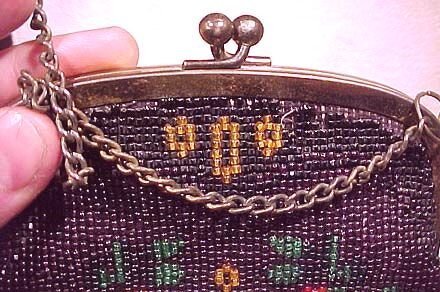 Cool 1920s German GLASS BEADED FLORAL PURSE