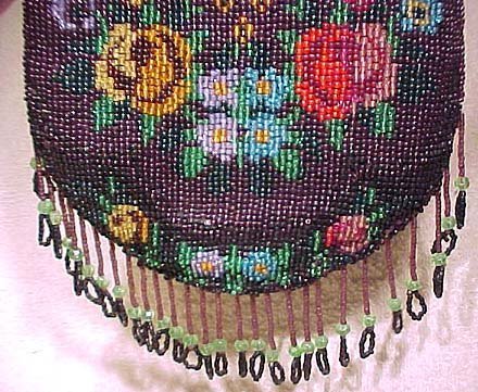 Cool 1920s German GLASS BEADED FLORAL PURSE