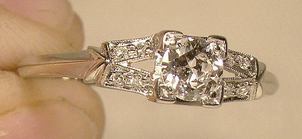 ART DECO 18K WHITE GOLD DIAMONDS Split Band RING 1930s Appraisal 18 K