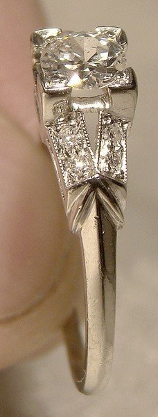 ART DECO 18K WHITE GOLD DIAMONDS Split Band RING 1930s Appraisal 18 K