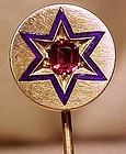 Quality 14K RHODOLITE GARNET and ENAMEL STICKPIN 1880 with Appraisal