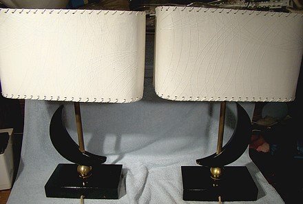 Pair MAJESTIC 1950s TABLE LAMPS with SHADES