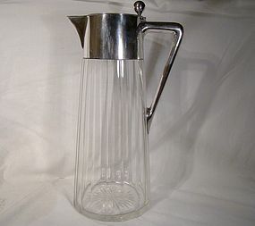 ARTS & CRAFTS 800 SILVER CUT GLASS CLARET JUG 1900 Gebr. Friedland