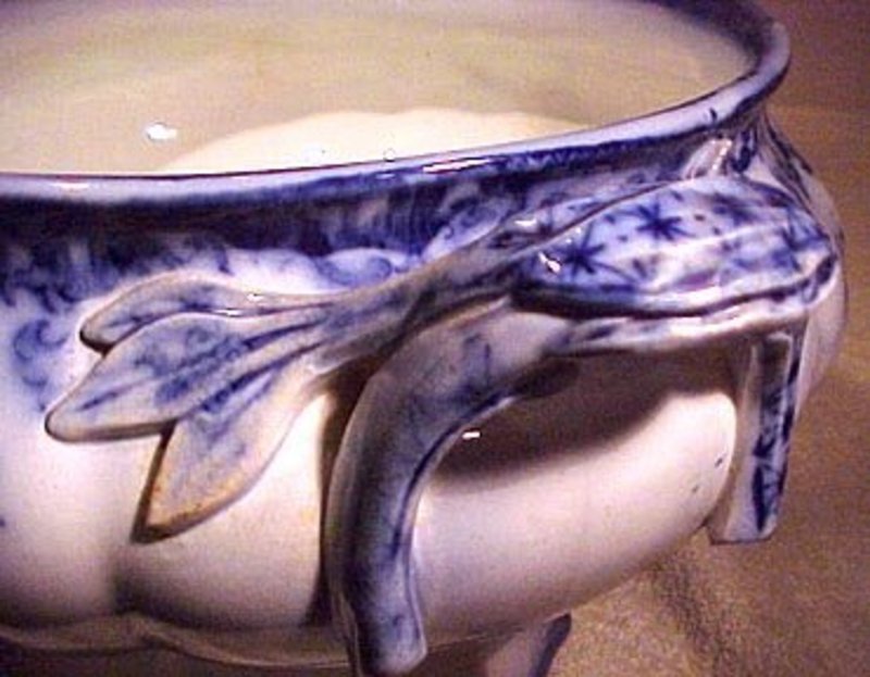 Charles Meigh FLOW BLUE 3 PC SOUP TUREEN c1860