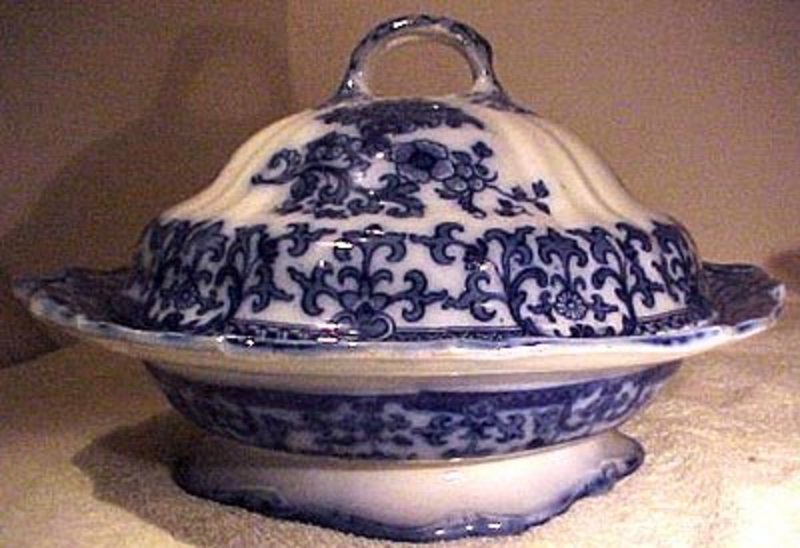 Charles Meigh FLOW BLUE COVERED ENTREE DISH c1860