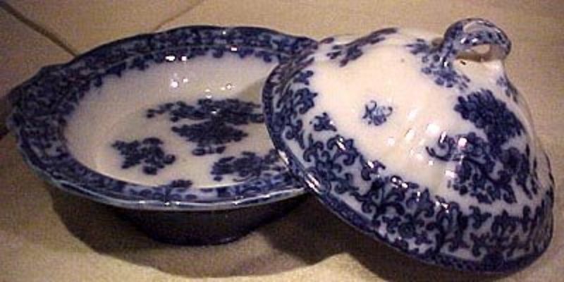Charles Meigh FLOW BLUE COVERED ENTREE DISH c1860