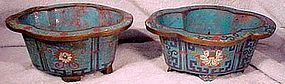 Pair Qing CHINESE CLOISONNE ENAMEL PLANT POTS Jardinieres