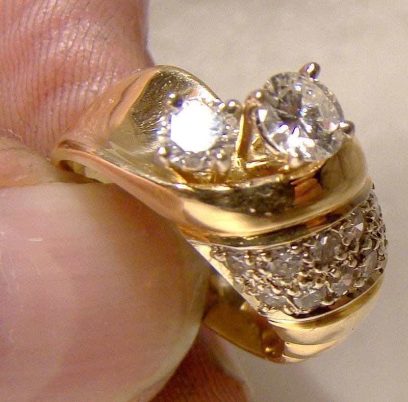 14K 2 Diamond Anniversary Wedding Ring Size 6 1960s