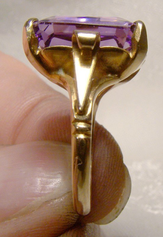 10K Amethyst Cocktail Ring c1940s  Great Retro