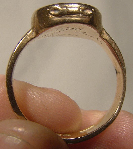 Antique 9K Gold Man's Signet Ring with Locket Top 1864