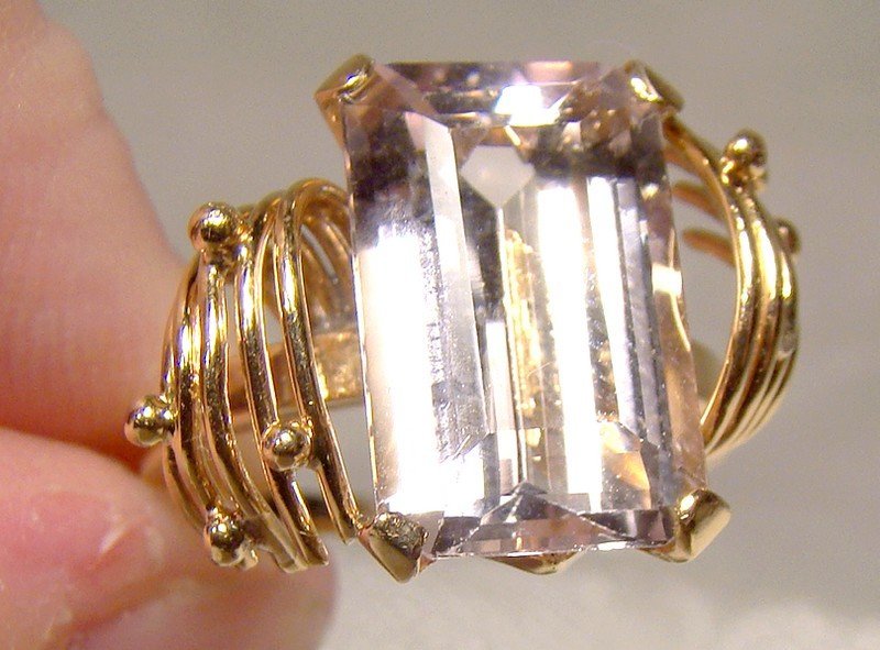 18K Pink Topaz Ring 1970s 18 K Custom Made Size 5-1/2