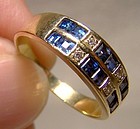 18K Sapphires & Diamonds Double Row Ring 1980 18 K Custom Wedding Band