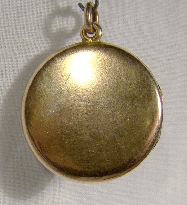 Edwardian Enamel Seed Pearls Gold Filled Photo Locket Pendant 1905-10