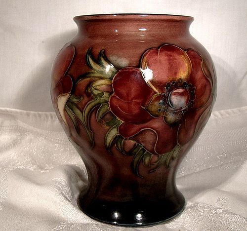Moorcroft Flambe Anemone Vase 1947-53 English Art Pottery 5-7/8"