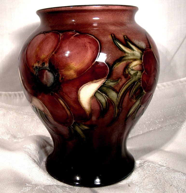 Moorcroft Flambe Anemone Vase 1947-53 English Art Pottery 5-7/8&quot;