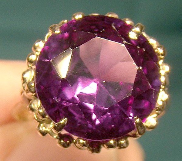 12K Egyptian Synthetic Alexandrite Ring 1950s - Size 6