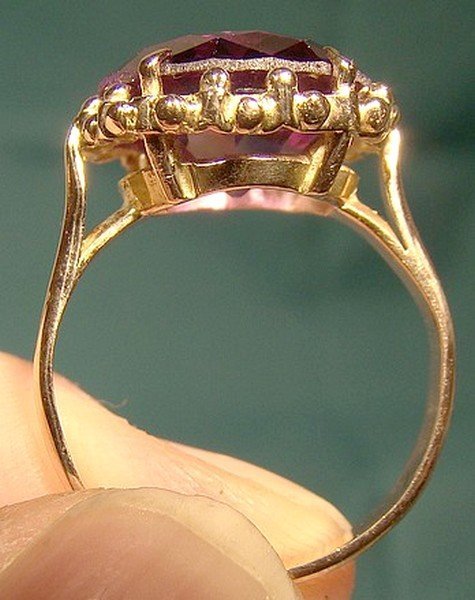 12K Egyptian Synthetic Alexandrite Ring 1950s - Size 6