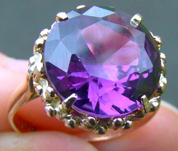 12K Egyptian Synthetic Alexandrite Ring 1950s - Size 6