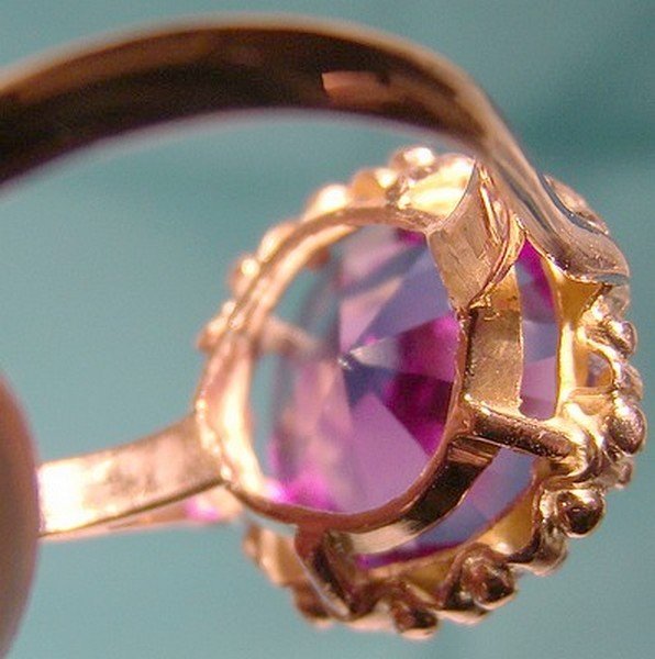 12K Egyptian Synthetic Alexandrite Ring 1950s - Size 6