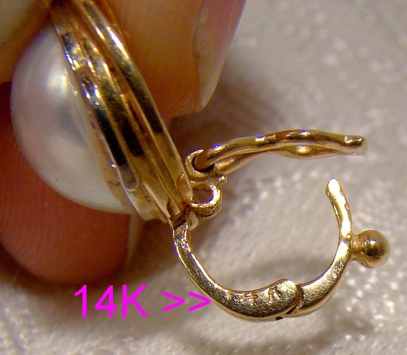 14k MABE PEARL &amp; DIAMONDS Pearl Enhancer Pendant Necklace 14 K 1970s