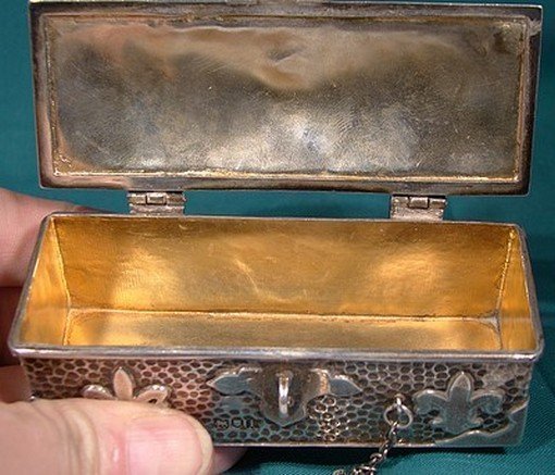 Antique Sterling Silver Treasure Chest Trinket Box 1904 Arts &amp; Crafts