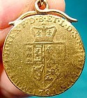George III 1791 Spade Guinea Coin Necklace Pendant Genuine 22K Gold