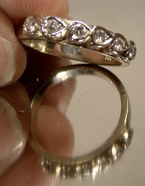 14K White Gold DIAMONDS in Hearts Ring Wedding Band
