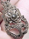 Coro Art Deco Sterling Silver Marcasites Necklace 1920 1930 Industrial