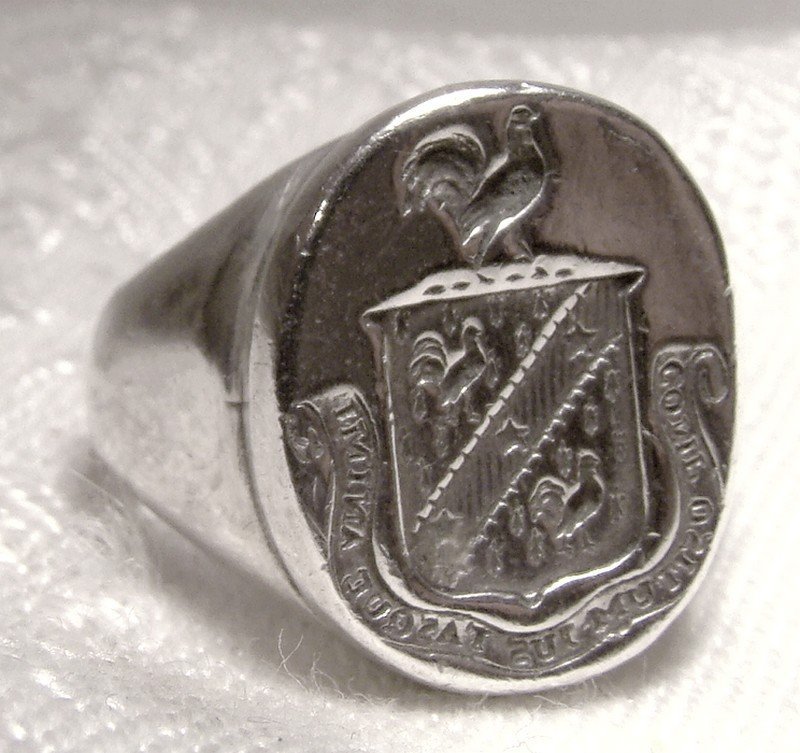 Laws Scottish Family Crest Sterling Silver Intaglio Seal Ring 1900-30