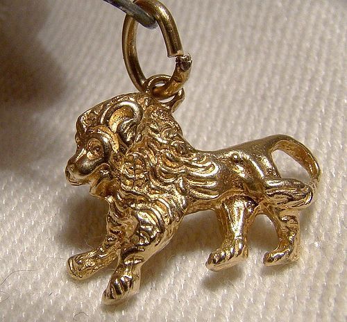 10k Rose Gold Lion Charm Pendant 1960s - 10 K Gold