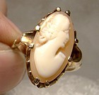 Birks 10K Yellow Gold Cameo  Ring 1910 1920 - Size 6-3/4