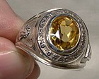 Birks Yellow Sapphire Sterling Silver School Graduation Ring 1976