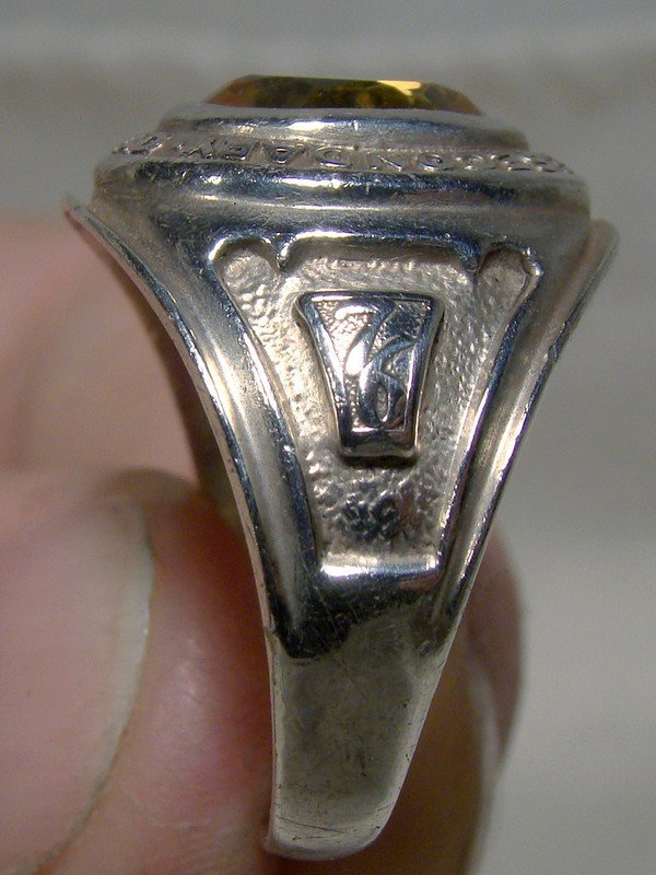 Birks Yellow Sapphire Sterling Silver School Graduation Ring 1976