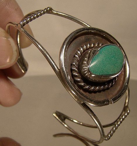 Navajo Sterling Silver Turquoise Southwest Tribal Cuff bangle Bracelet