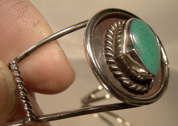 Navajo Sterling Silver Turquoise Southwest Tribal Cuff bangle Bracelet