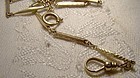 Edwardian 14K White & Yellow Gold Rod Link Watch Chain c1910 1920