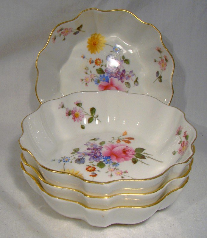 4 Derby Posies Ruffled Individual Bowls or Dishes by Royal Crown Derby