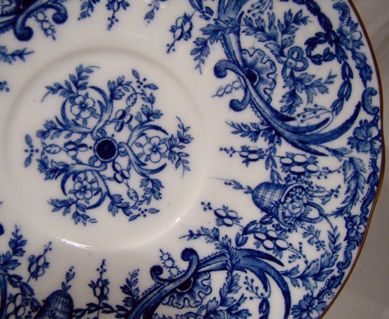 Coalport 5012/A Deep Blue and White Cup and Saucer 1910 1920