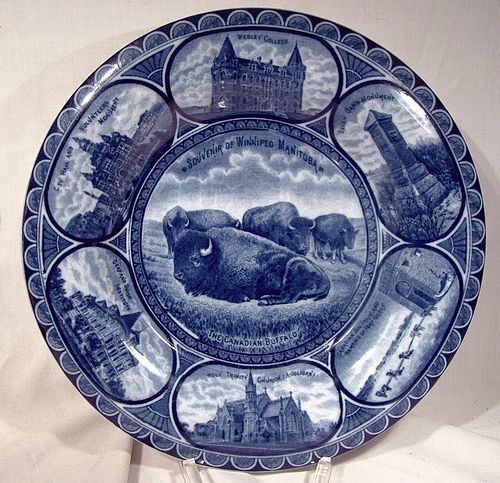 Rowland & Marsellus Winnipeg Manitoba Flow Blue Souvenir Plate 1900