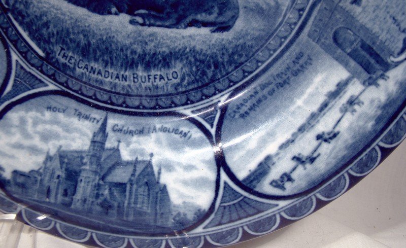 Rowland &amp; Marsellus Winnipeg Manitoba Flow Blue Souvenir Plate 1900