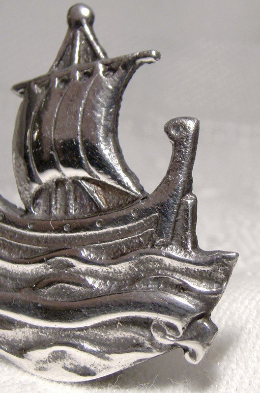 Thomas Kerr Ebbutt Galleon Sailing Ship Sterling Silver Pin Brooch