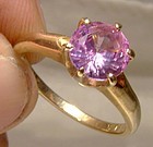 10K Pink Sapphire Solitaire Ring 1970s 10 K Size 6-1/2