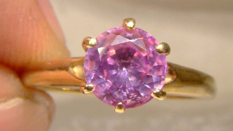 10K Pink Sapphire Solitaire Ring 1970s 10 K Size 6-1/2
