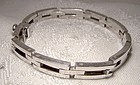 Heavy 925 Sterling Silver Gate Link Signet I.D. Bracelet 1980s