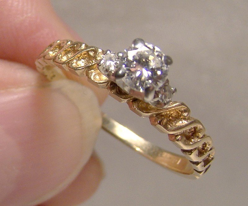 14K Yellow Gold Diamonds Engagement Ring 1960s 14 K Appraisal