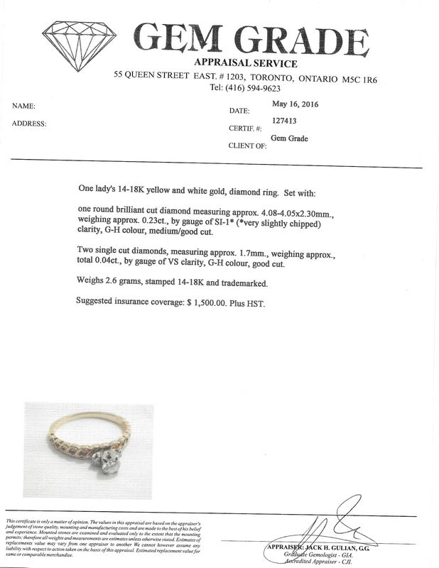 14K Yellow Gold Diamonds Engagement Ring 1960s 14 K Appraisal