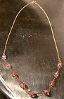 Art Deco 9K Yellow Gold Pink Crystal Graduated Round Bead Necklace