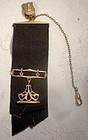 Victorian Gold Plated Seal Ribbon Pocket Watch Fob 1890s